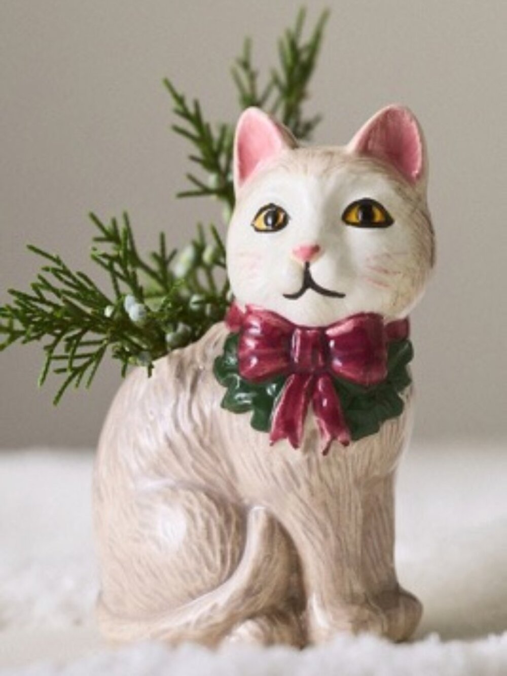 NWT Anthropologie Festive Vintage-Inspired Animal Stoneware Vase FESTIVE CAT